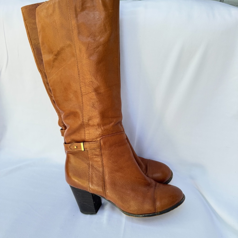 Giani Bernini Tall Riding Boot Womens US 9.5M Brown Leather Knee High Block Heel